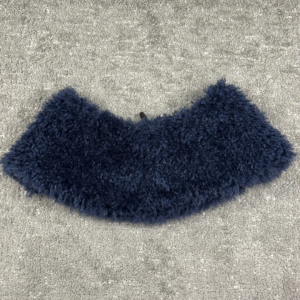 Anthropologie Navy Faux Fur Teddy Bolero Shrug Tie Capelet One Size